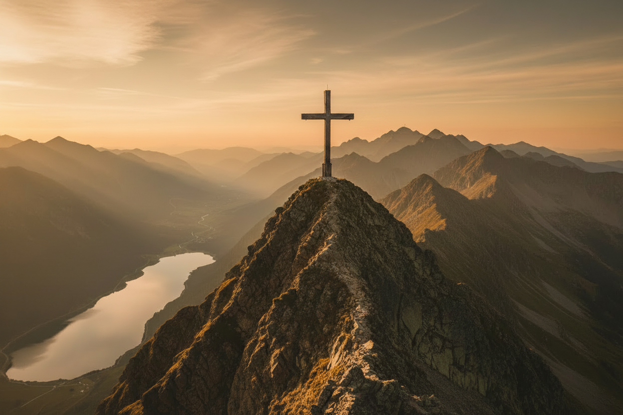 Mountain with Bold Wooden Cross